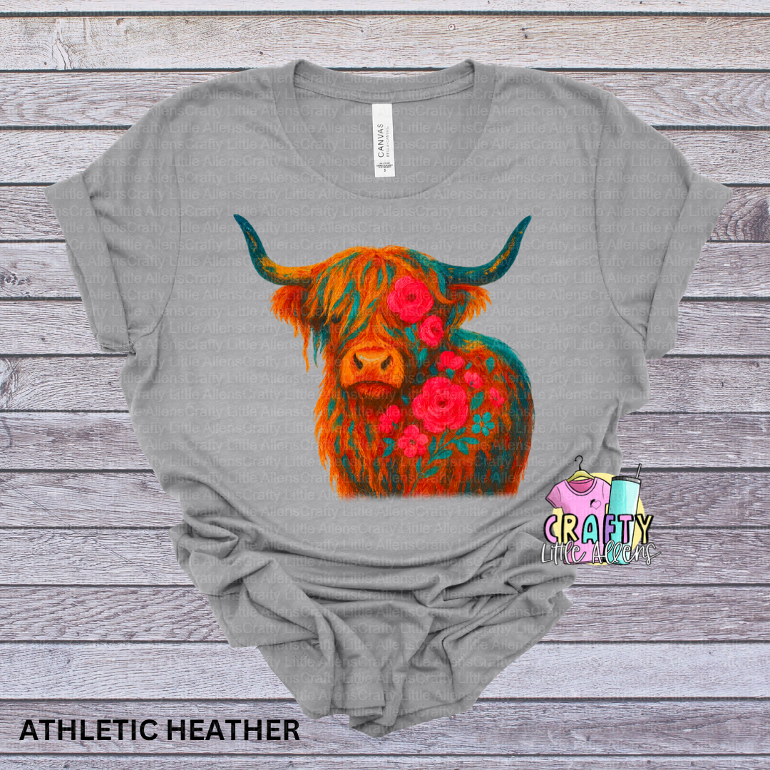 Floral long horn cow