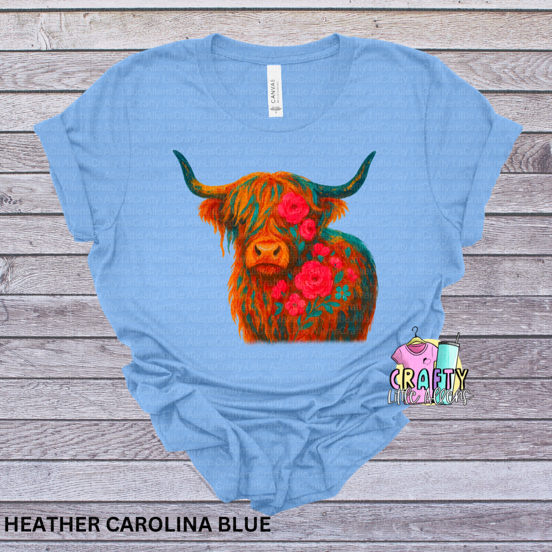 Floral long horn cow