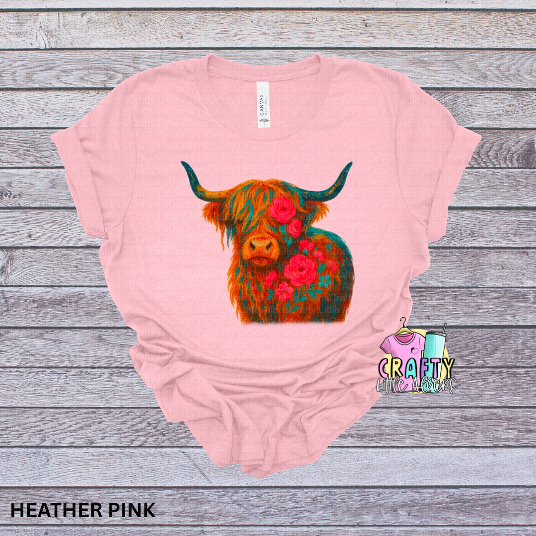 Floral long horn cow