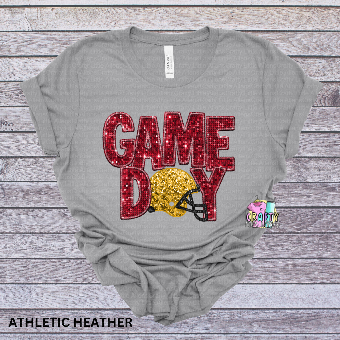 Game day with yellow helmet faux glitter