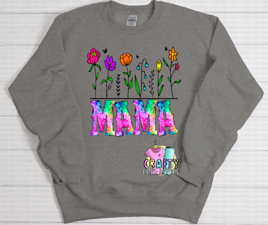 Mama tie dye with flowers