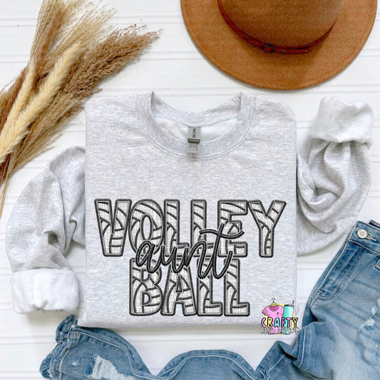 Volleyball aunt faux embroidery