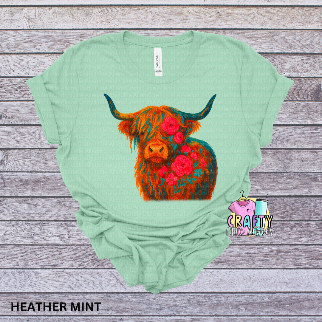 Floral long horn cow