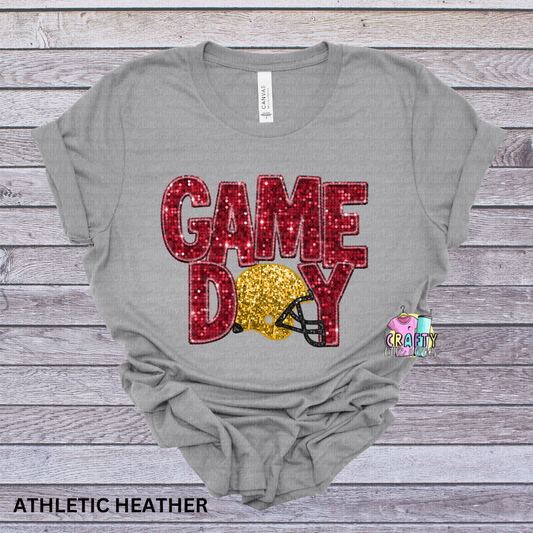 Game day with yellow helmet  faux glitter