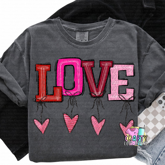 Love with dangle hearts