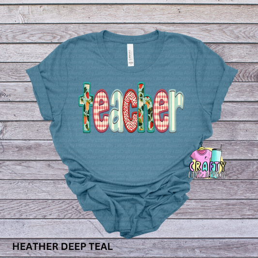 Strawberry  teacher  faux embroidery