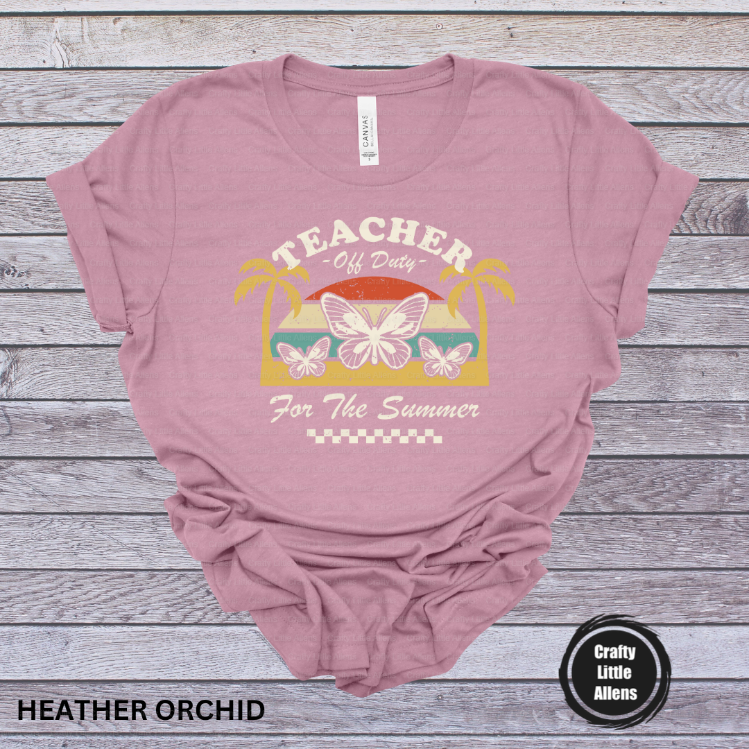 Teacher off duty for the summer with butterflies
