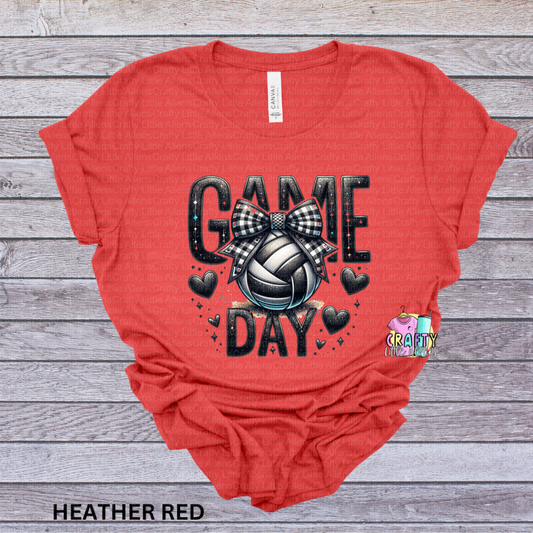 Volleyball game day with bow and hearts