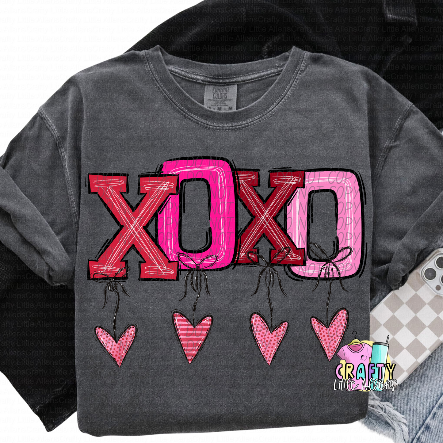 XOXO with hearts