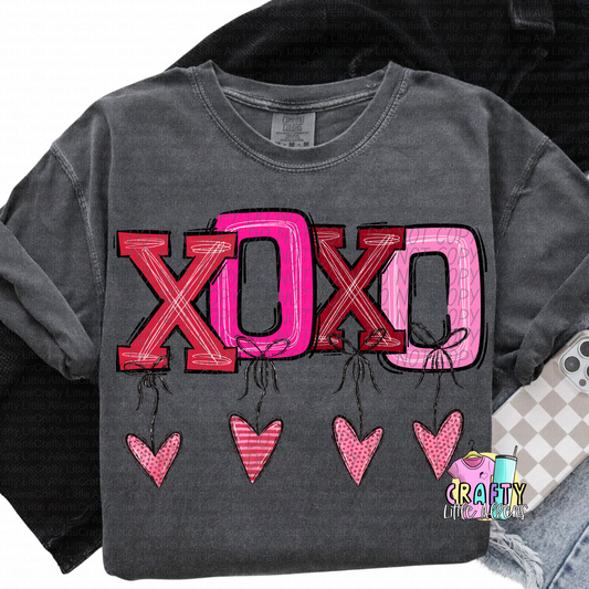 XOXO with hearts