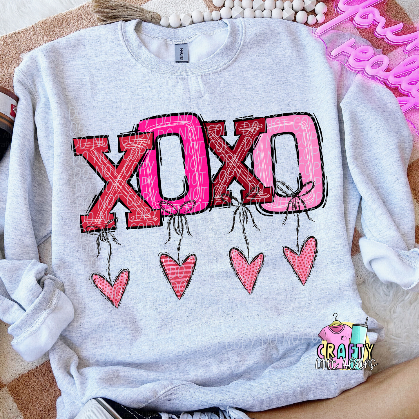 XOXO with hearts