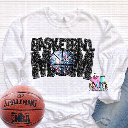 Basketball mom- Black- faux sparkle