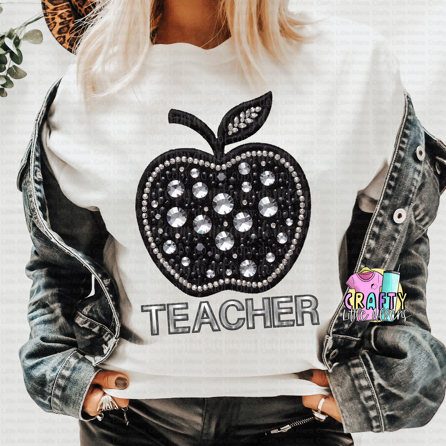 Teacher apple FAUX bling